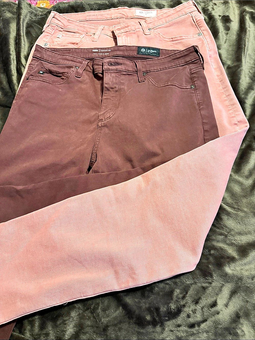 AG Prima Cigarette Leg Skinny Jeans Brown & Pink Waist 30